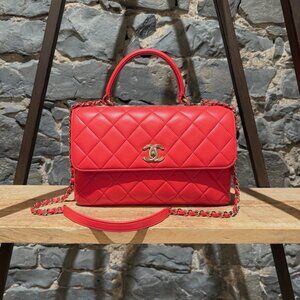Chanel 2019 Red Medium Trendy Quilted Top Handle Shoulder Bag